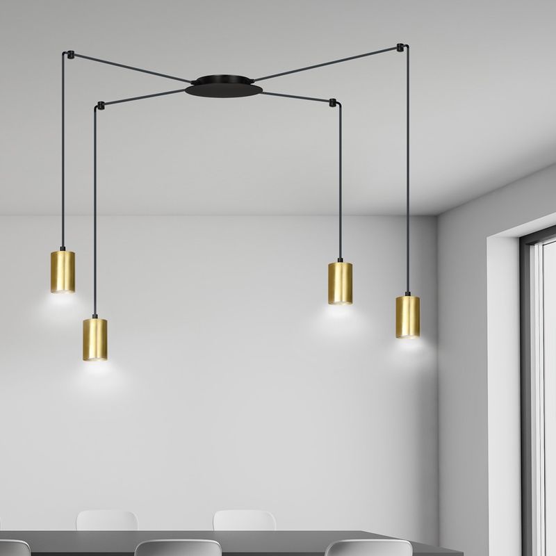 Emibig Lighting Taklampa TRAKER 4 SVART/GULD