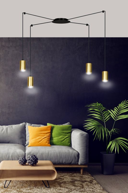 Emibig Lighting Taklampa TRAKER 4 SVART/GULD