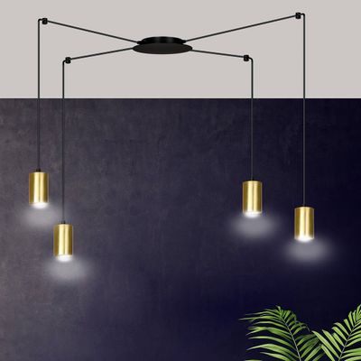 Emibig Lighting Taklampa TRAKER 4 SVART/GULD