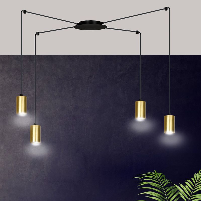 Emibig Lighting Taklampa TRAKER 4 SVART/GULD