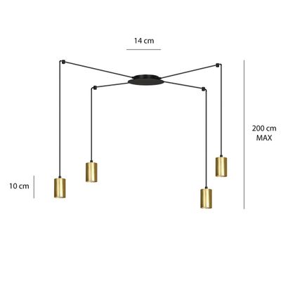 Emibig Lighting Taklampa TRAKER 4 SVART/GULD