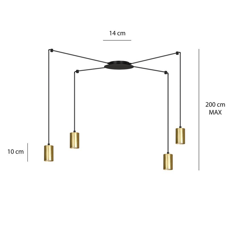 Emibig Lighting Taklampa TRAKER 4 SVART/GULD