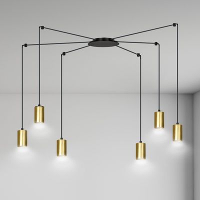 Emibig Lighting Taklampa TRAKER 6 BL/GULD