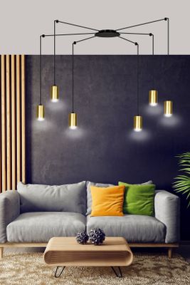 Emibig Lighting Taklampa TRAKER 6 BL/GULD