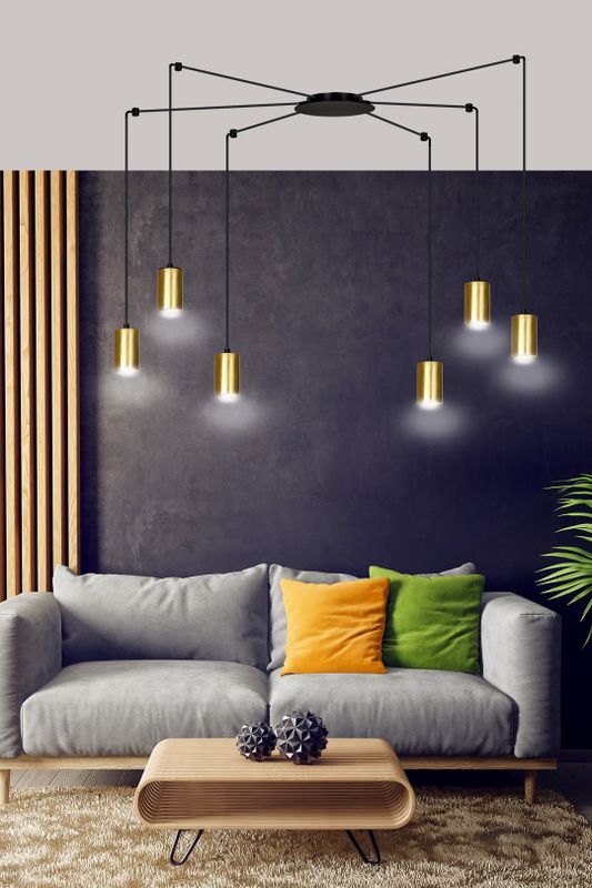 Emibig Lighting Taklampa TRAKER 6 BL/GULD