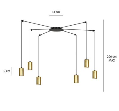 Emibig Lighting Taklampa TRAKER 6 BL/GULD