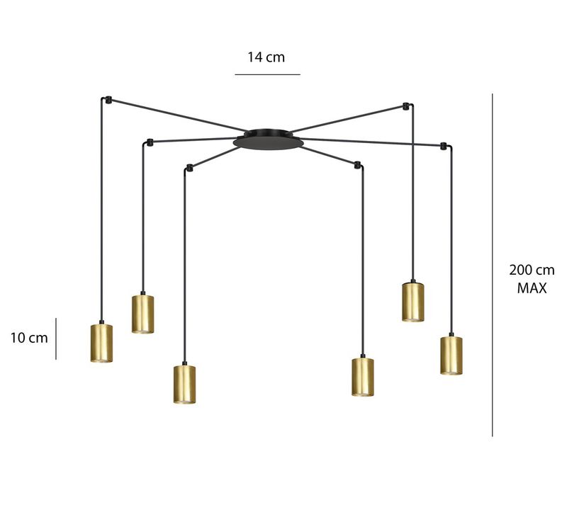 Emibig Lighting Taklampa TRAKER 6 BL/GULD