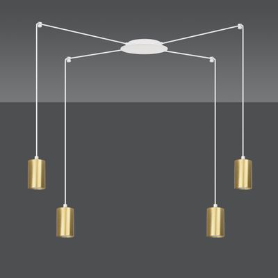 Emibig Lighting Taklampa TRAKER 4 VIT/GULD