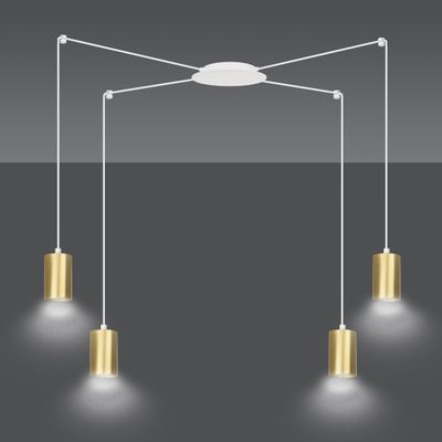 Emibig Lighting Taklampa TRAKER 4 VIT/GULD