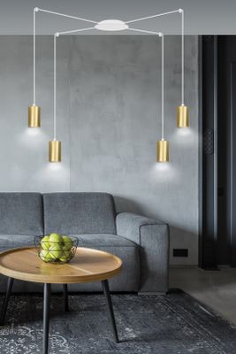 Emibig Lighting Taklampa TRAKER 4 VIT/GULD