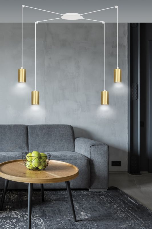 Emibig Lighting Taklampa TRAKER 4 VIT/GULD