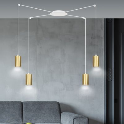 Emibig Lighting Taklampa TRAKER 4 VIT/GULD