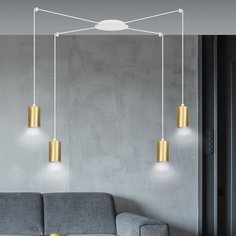 Emibig Lighting Taklampa TRAKER 4 VIT/GULD