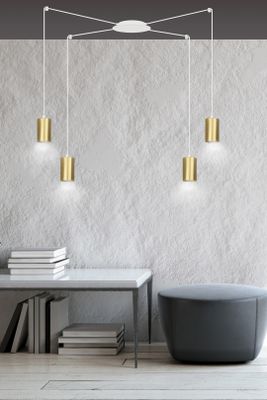 Emibig Lighting Taklampa TRAKER 4 VIT/GULD