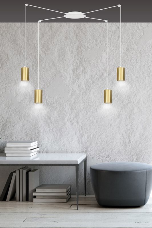 Emibig Lighting Taklampa TRAKER 4 VIT/GULD