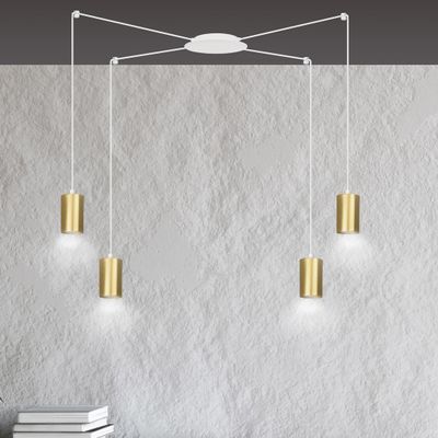 Emibig Lighting Taklampa TRAKER 4 VIT/GULD