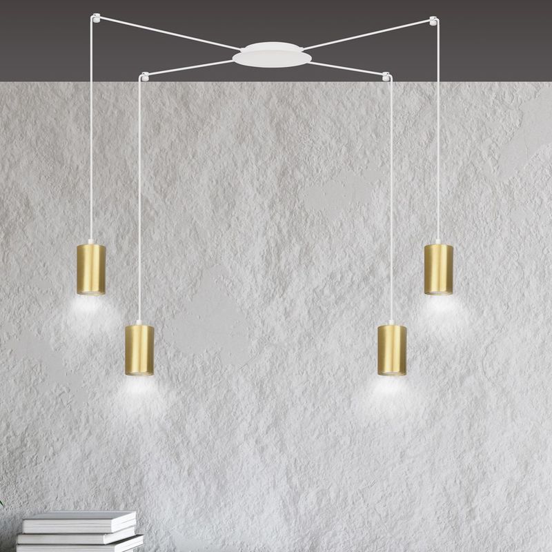 Emibig Lighting Taklampa TRAKER 4 VIT/GULD