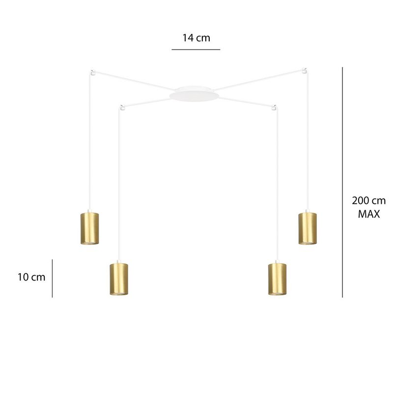 Emibig Lighting Taklampa TRAKER 4 VIT/GULD