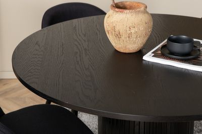 Venture Home Bianca & Velvet Runt Matbord ⌀110 Svart + 4 st Matstolar Svart