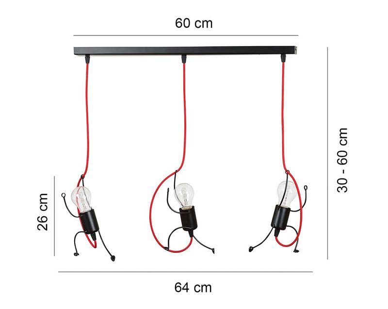 Emibig Lighting Taklampa BOBI 3 SVART