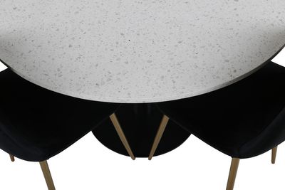 Venture Home Razzia & Polar Runt Matbord ⌀106 Vit + 4 st Matstolar Svart