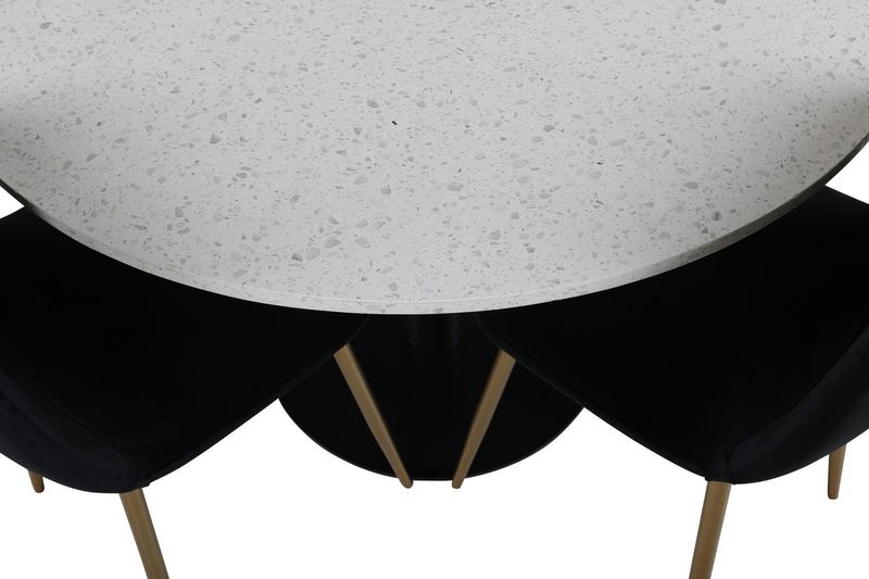 Venture Home Razzia & Polar Runt Matbord ⌀106 Vit + 4 st Matstolar Svart