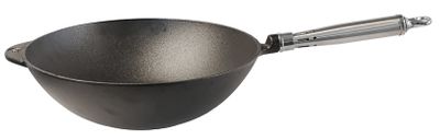 Ronneby Bruk, Wokpanna Gjutjärn 32 cm Rostfritt Handtag