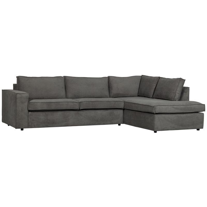 WOOOD Thomas Hörnsoffa med Ribbtäckning Höger Mörkgrå