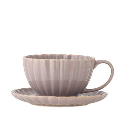 Bloomingville Latina Kopp w/Saucer, Rose, Stengods - 6-pack