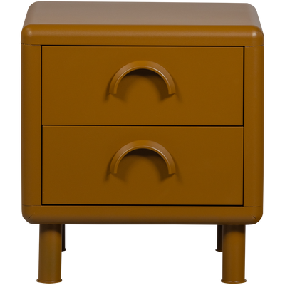 WOOOD Rune Sängbord med 2 Lådor i Metall - Honungsgul