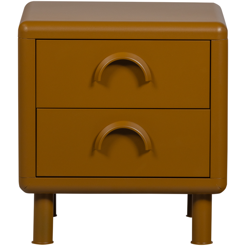 WOOOD Rune Sängbord med 2 Lådor i Metall - Honungsgul