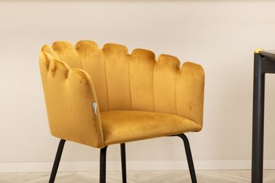 Venture Home Limhamn & Pelle 6 st Matstolar Gul + Rektangulärt Matbord 190 x 90 Svart