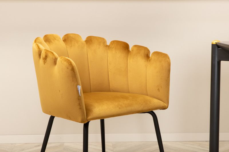 Venture Home Limhamn & Pelle 6 st Matstolar Gul + Rektangulärt Matbord 190 x 90 Svart