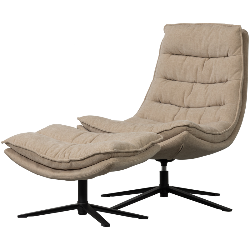 WOOOD Kube Svängbar Fåtölj med Fotpall Natur