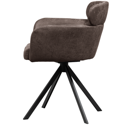 WOOOD Fenne Snurrbar Matstol i Läderlook - Svart 2 st