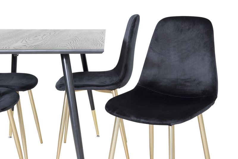 Venture Home Dipp & Polar Rektangulärt Matbord 120 x 85 Svart + 4 st Matstolar Svart