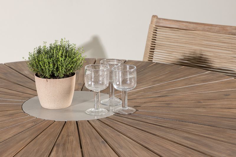 Venture Home Rosario & Peter Runt Matbord ⌀140 Brun + Matstolar 4-pack Brun