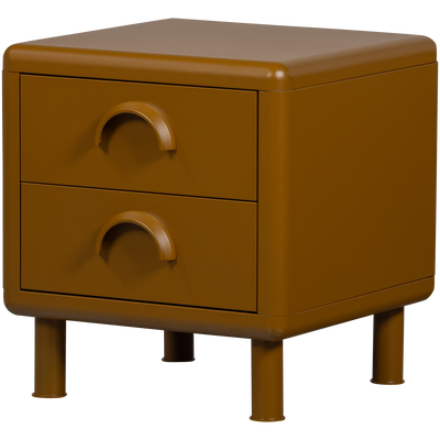 WOOOD Rune Sängbord med 2 Lådor i Metall - Honungsgul