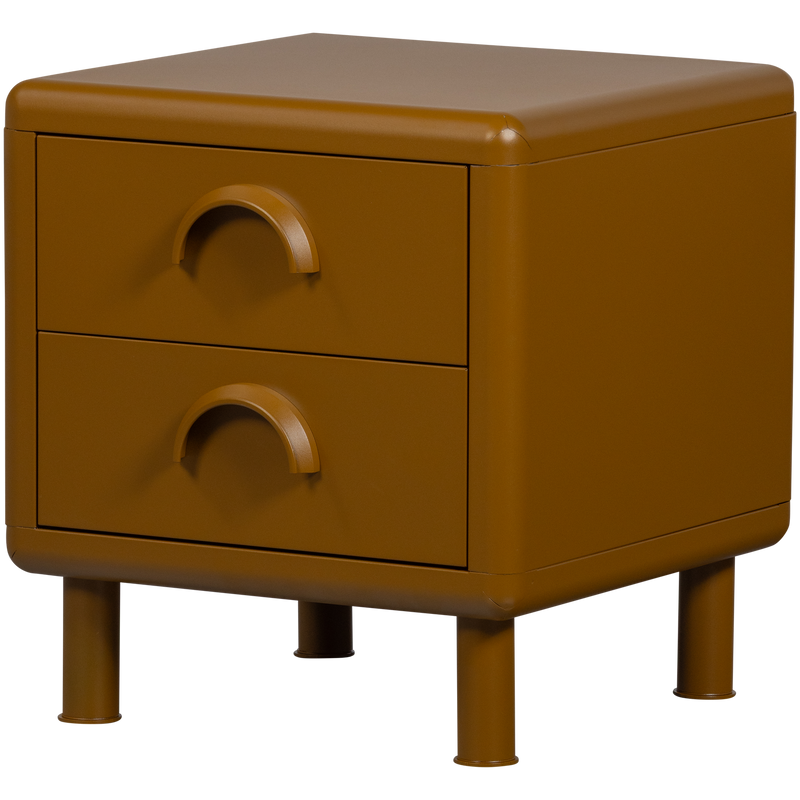 WOOOD Rune Sängbord med 2 Lådor i Metall - Honungsgul