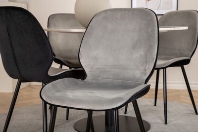 Venture Home Emma & Estelle 4 st Matstolar Grå + Runt Matbord ⌀106 Vit