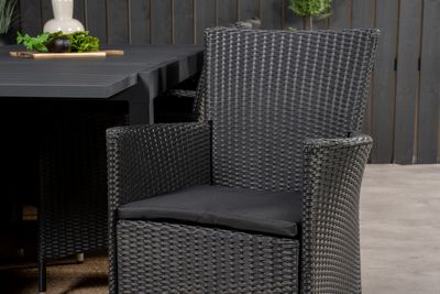 Venture Home Knick & Marbella Matstolar 8-pack Svart + Rektangulärt Matbord 160 x 100 Svart