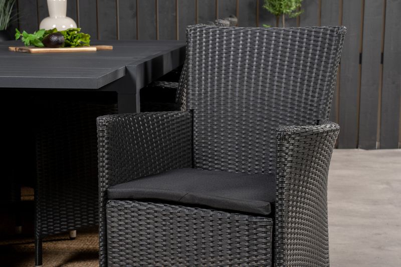 Venture Home Knick & Marbella Matstolar 8-pack Svart + Rektangulärt Matbord 160 x 100 Svart