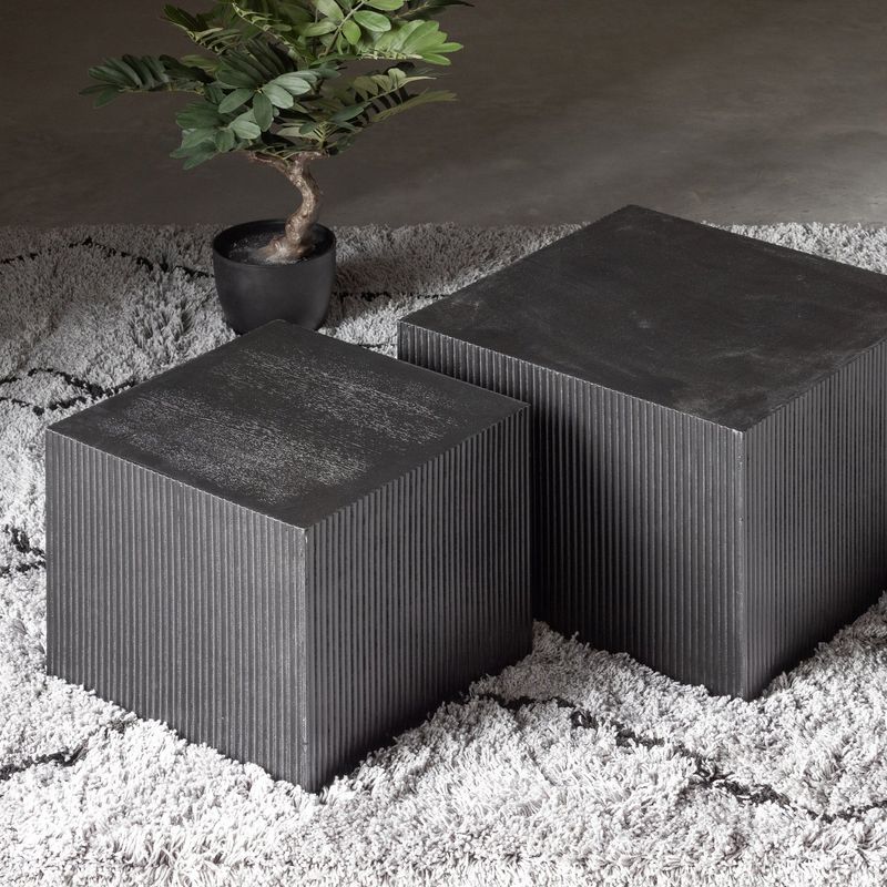 WOOOD SANNE Kvadratiska Svarta Sidobord - Set om 2