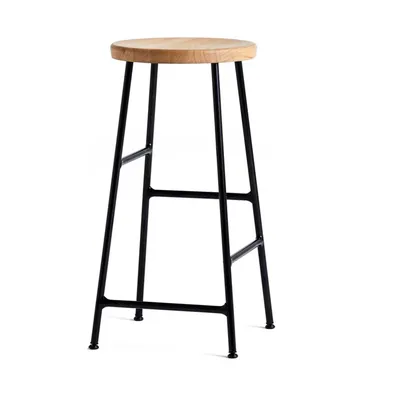 HAY Cornet rund barpall Oiled oak-soft black, 65 cm