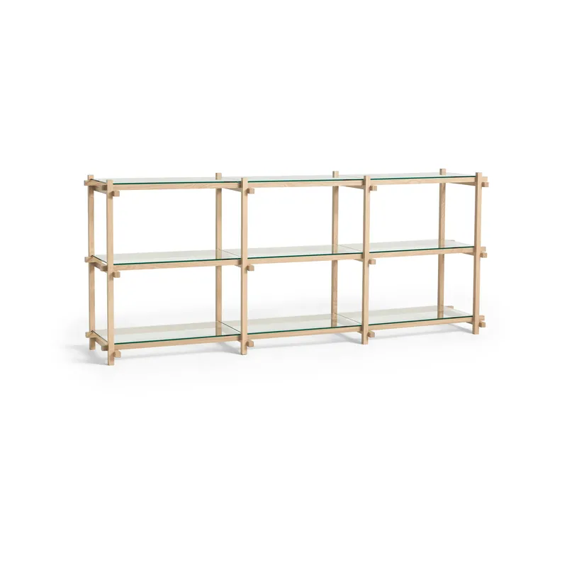 HAY Woody hylla Soaped oak-clear glass, low