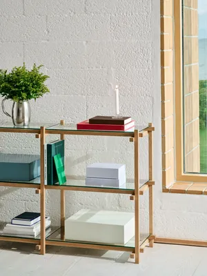 HAY Woody hylla Soaped oak-clear glass, low