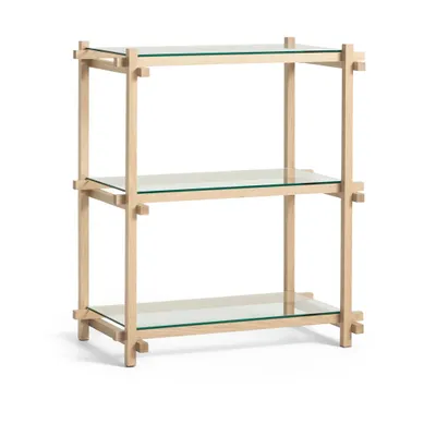 HAY Woody Column hylla Soaped oak-clear glass, low