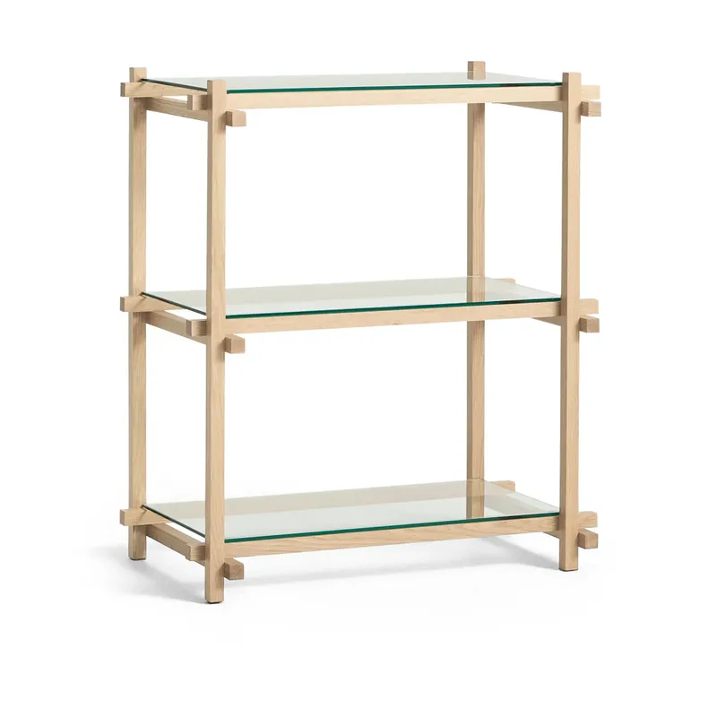 HAY Woody Column hylla Soaped oak-clear glass, low