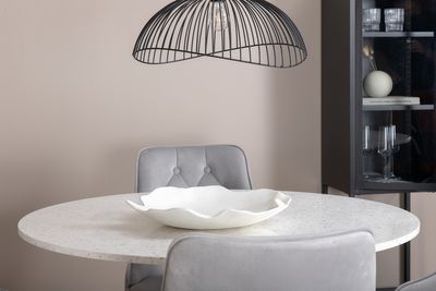 Venture Home Razzia & Velvet Deluxe Runt Matbord ⌀106 Vit + 4 st Matstolar Ljusgrå