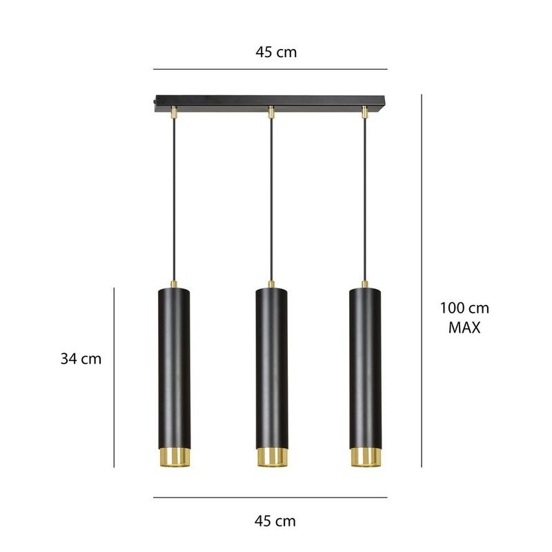 Emibig Lighting Taklampa KIBO 3 SVART/GULD